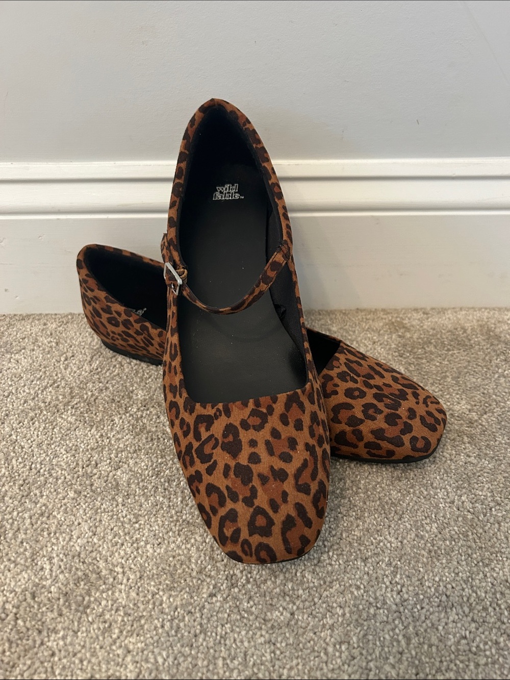 Wild Fable Elsa Leopard Print Mary Jane Ballet Flats Size 10 NWOT